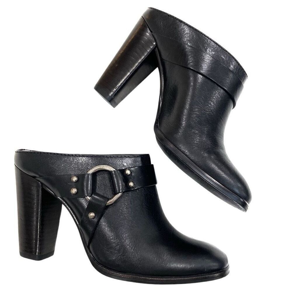 FRYE Laurie Leather Harness Mules (Sz 5.5)